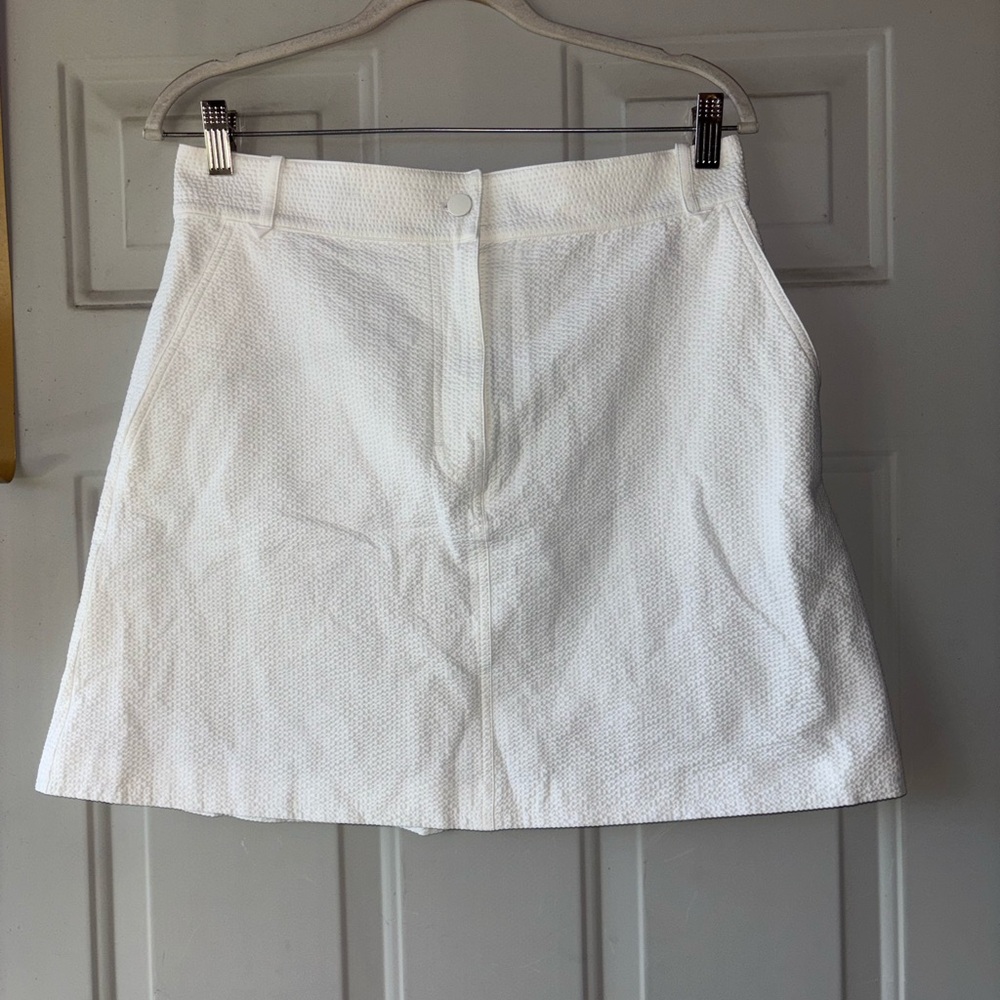 COS white seersucker mini skirt size 10